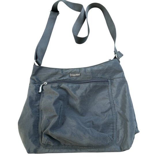 Baggallini Gray Canvas Hobo Crossbody Bag - Picture 2 of 7
